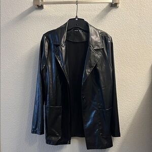 SHEIN Black Faux Leather Blazer